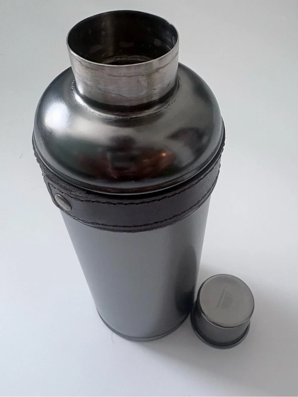 Casamigos Stainless Steel Cocktail Shaker with Brown Leather Accent